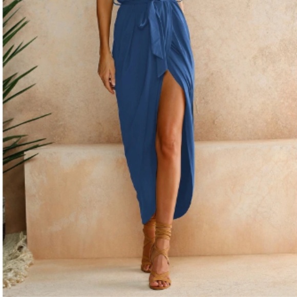 Blue Wrap Dress - Picture 2 of 5